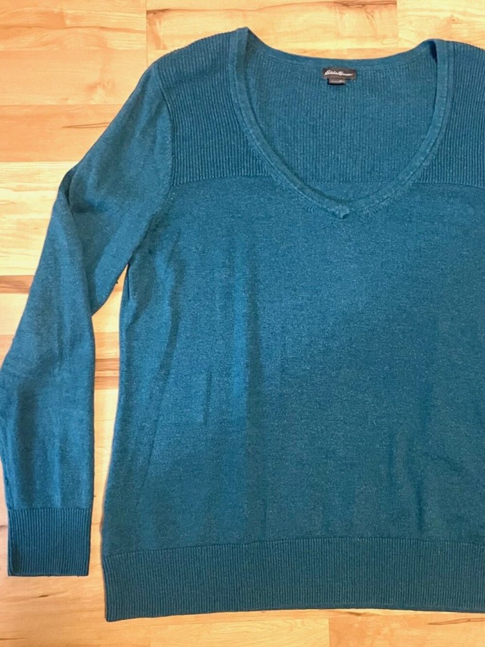 Eddie Bauer Teal V-Neck Sweater